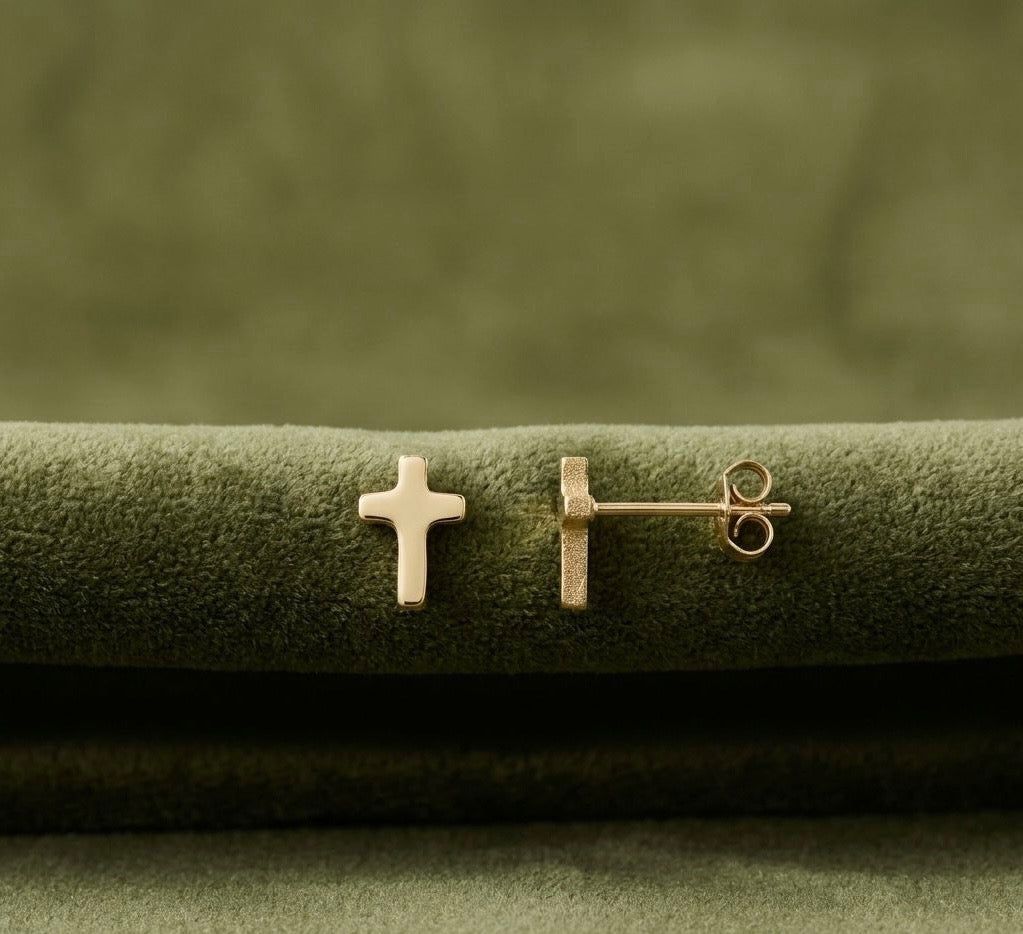 Minimal Cross Stud Earrings